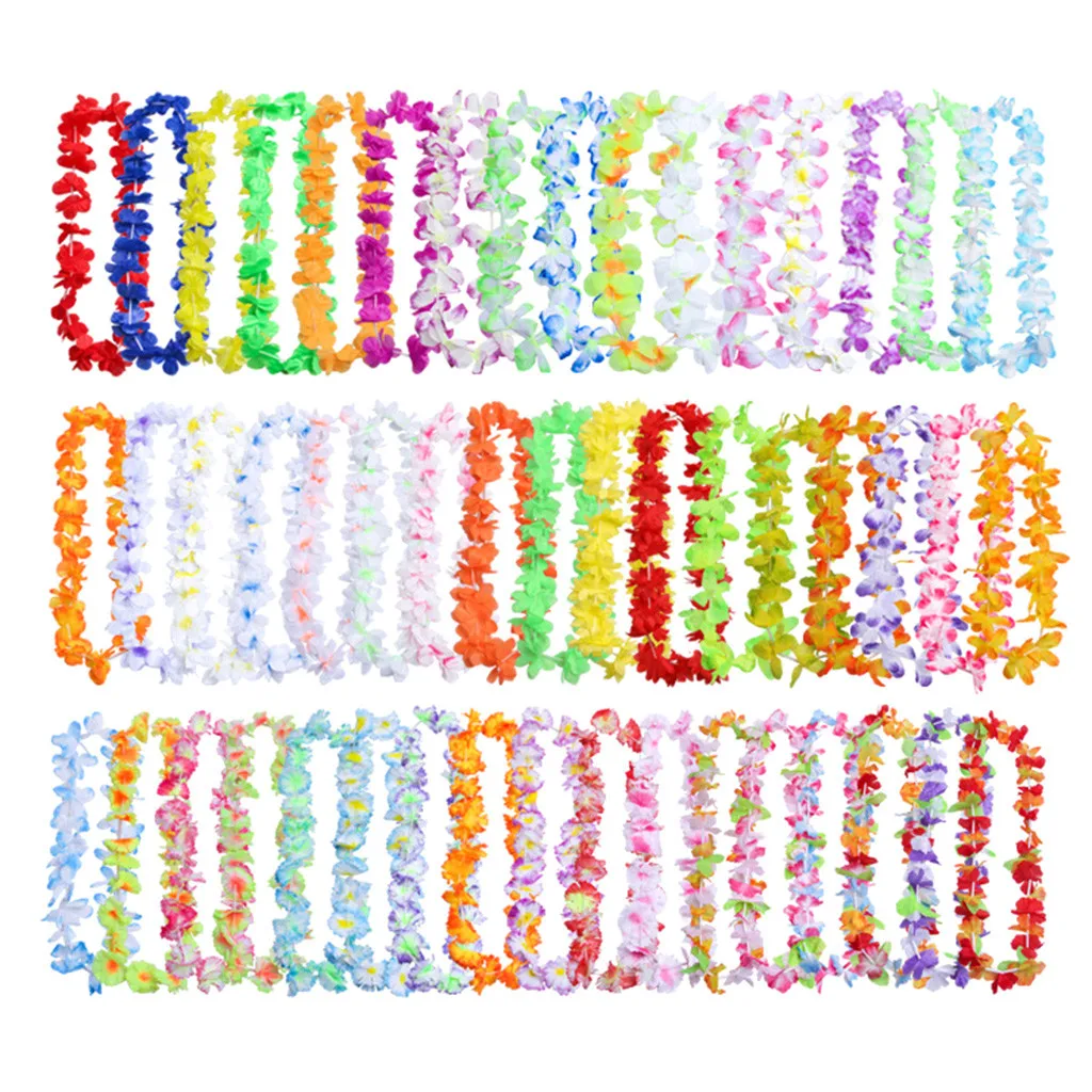 

50pcs Hawaiian Flower leis Garland Necklace Fancy Dress Party Hawaii Beach Fun Flowers DIY Party Beach Wedding decoration