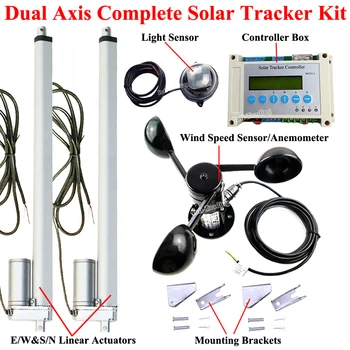 

Complete Dual Axis Solar Tracking Tracker W/ 2*18" (East-West&South-North) Linear Actuator Motor W/ LCD Controller W/ Anemometer