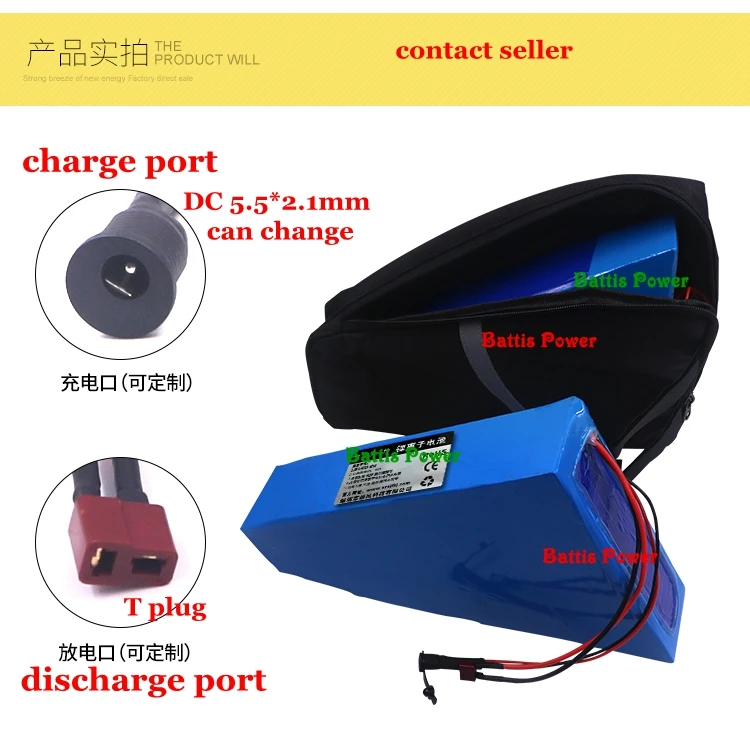 48V 20Ah треугольная батарея 48V 1000W 2000W батарея для электрического велосипеда 48V 20Ah литиевая батарея с сумкой+ 54,6 V 5A зарядное устройство