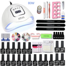 Лак для ногтей, комплект одежды для девочек ростом 80/36 Вт светодиодный Сушилка для ногтей маникюрный набор 16/10, 6 штук в партии, Гель-лак для ногтей с базовый и финишный гель для ногтей инструменты для ногтей комплект