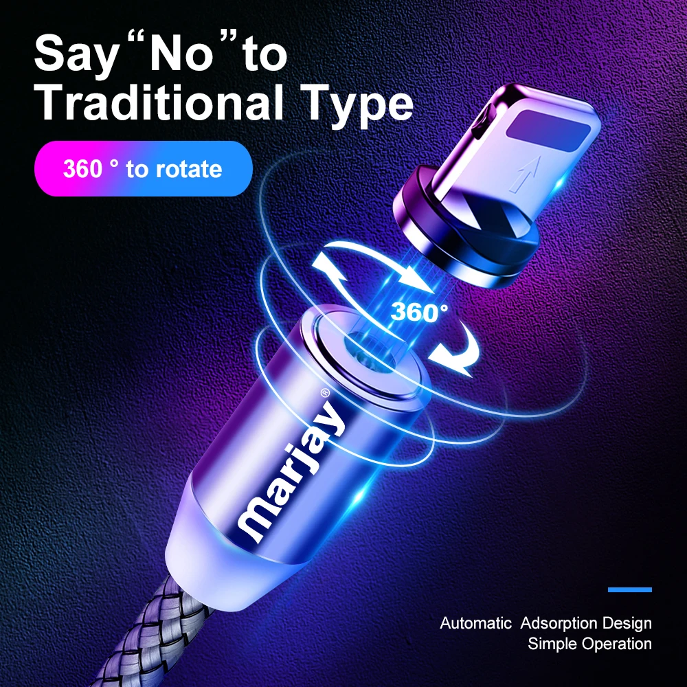 Marjay Magnetic Micro USB Cable For iPhone Samsung Android Fast Charging Magnet Charger USB Type C Cable Mobile Phone Cord Wire