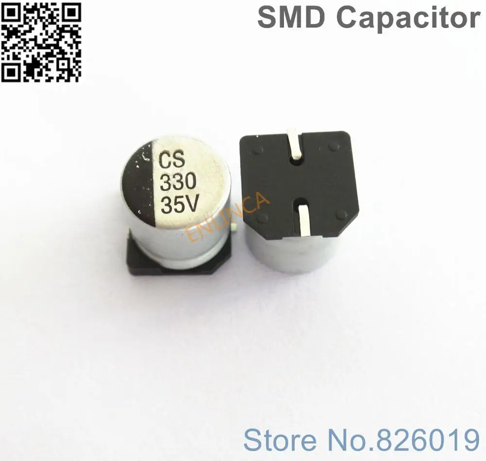 6 шт./лот 35 в 330 мкФ SMD алюминиевые электролитические конденсаторы размер 10*10 5 МКФ |