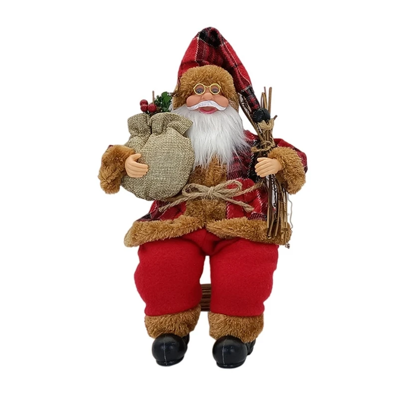 14'' Sitting Santa Claus Figurines Christmas Figure Decorations Hanging Xmas Tree Ornaments Santa Doll Toy Collectible 69HF christmas decorations plush doll