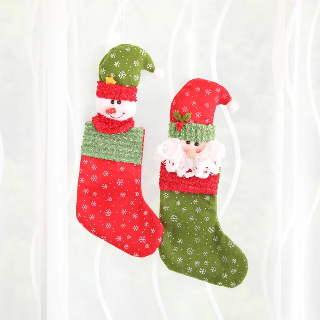 Christmas sock gift bag Merry Christmas Plush Tree Hanging Gift Candy Large Socks Decoration Mini Sock Santa Clau Candy Gift Bag