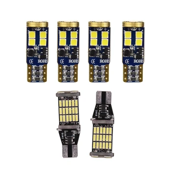 

6Pcs Led Car Bulb: 2Pcs T15 W16W 45 SMD 4014 LED Car Light Bulbs White & 4Pcs T10 168 W5W 12-Smd 3030 Chipset Led Bulbs