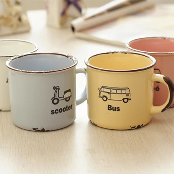 

Hot Sale Enamel Mug Cute Car Tea Mug Novelty Outdoor Mug Travel Coffee cup
