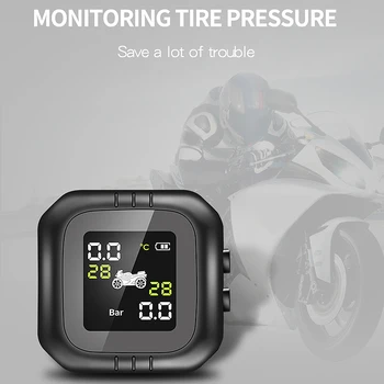 

Motorcycle Tire Pressure Monitoring System Temperature Alarm Waterproof Cordless TPMS External Sensor