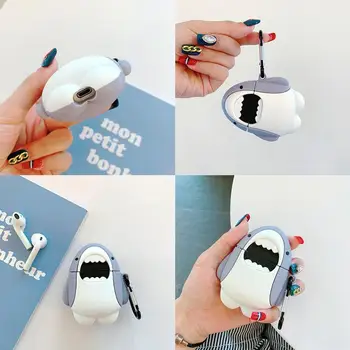 

Cute Cartoon shark Shockproof Headphone Cases For Apple Cases 1/2/3 pro Protection Earphone Cover Accessories Airpods Silic G3S0