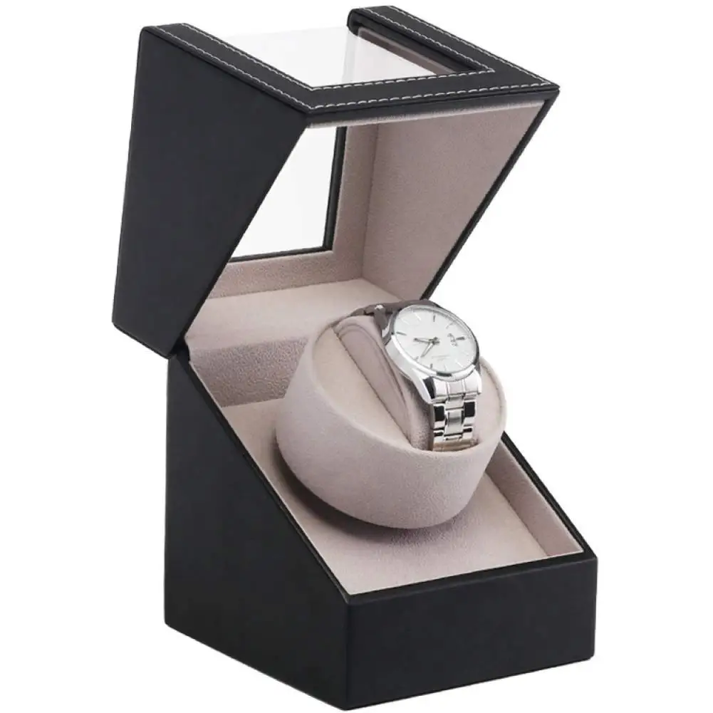 

High-grade PU Leather Simple Swaying Watch Case Mini Single Head Single-loaded Electric Table Shaker Automatic Winding Watch Box