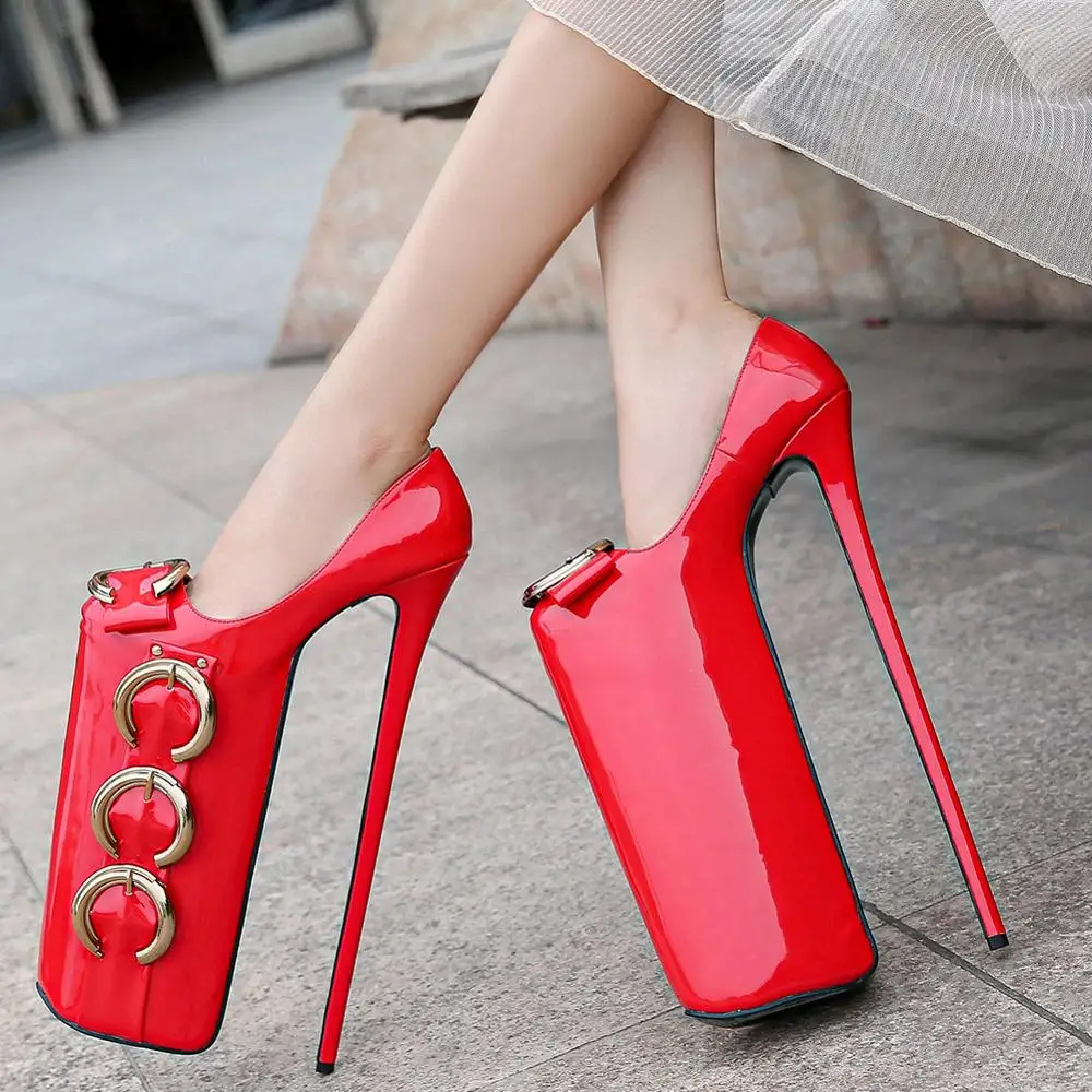 Women's Shoes 11.81in Heel Height Sexy PU Round Toe Stiletto Heel Platform Pumps High Heels US