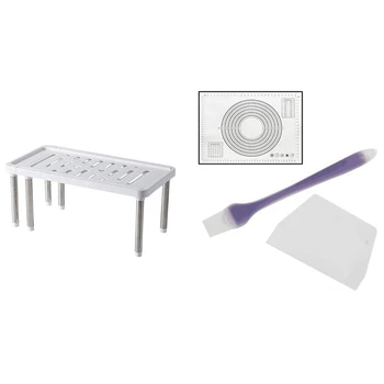 

1x Home Closet Organizer Storage Shelf White & 1Set Silicone Baking Mat with Scale Rolling Dough Pad Black+White