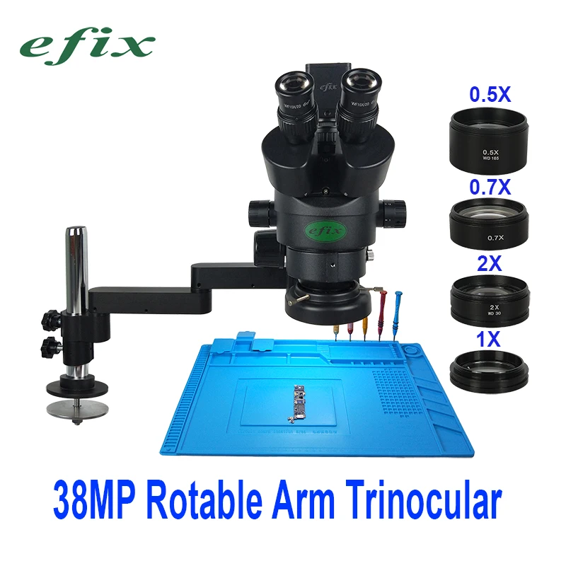 Microscopio Trinocular giratorio de 38MP y 90X para soldadura, cámara Digital HDMI, USB, luz LED 144, para reparación de teléfonos móviles