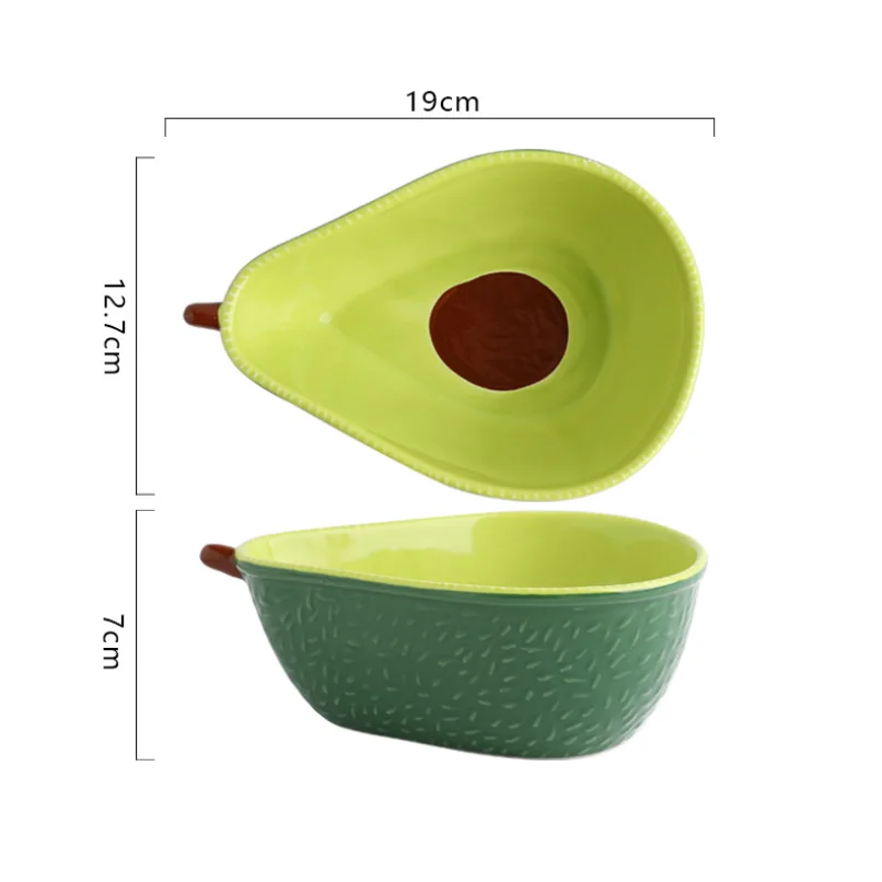 Зеленая Милая керамическая тарелка в форме авокадо, экологически чистая домашняя тарелка для фруктового салата, закуска, печь для микроволновой печи посудомоечной машины