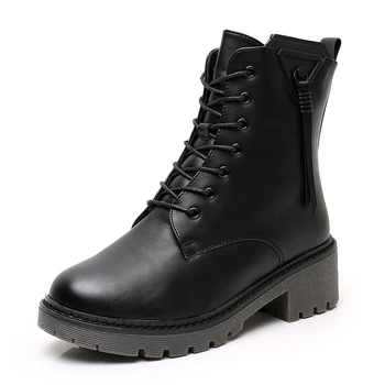 

EIE Ankle Boots Women Lace-up Winter Shoes British Style Casual Short Boots Non-slip Platform Ladies Super Warm Boots M0781