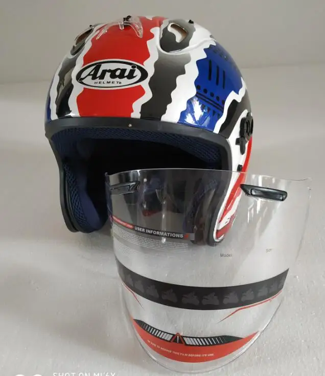 Arai R3 шлем мотоциклетный шлем с открытым внедорожным мотоциклетным шлемом Размер: S M L XL XXL, Опционный трехцветный объектив 06 - Color: Transparent