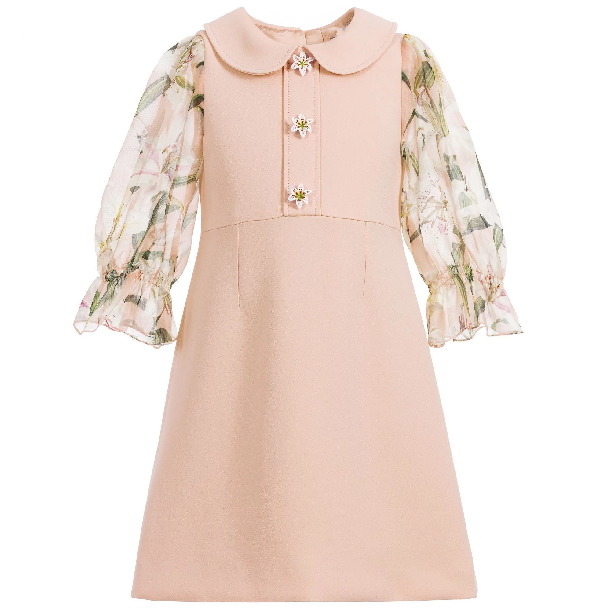 Платье с длинными рукавами и цветочным рисунком для девочек; осеннее платье принцессы для маленьких девочек