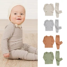 Baby Kids Autumn Clothes Sets Girls Boys Striped Top and Pants 2pcs Suits New Fashion Children Cotton Clothes
