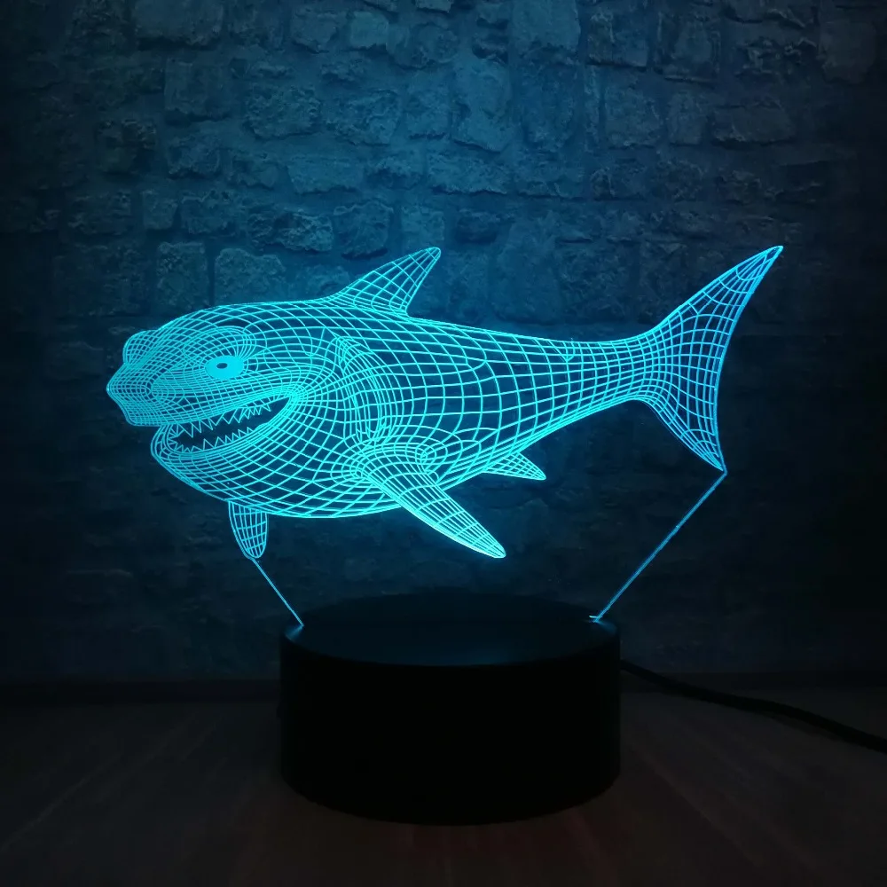 3D светодиодный ночник Акула креативный USB светильник Lampara ночник с 7 цветами свет для украшения дома лампа детский подарок