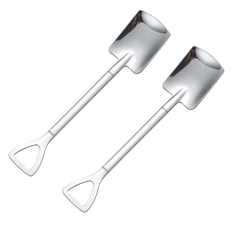 Description Picture 5 of item2PC Coffee Spoons Cutlery Set Stainless Steel Retro Iron Shovel Ice Cream Spoon Scoop Creative Spoon tea-spoon Fashion Tableware