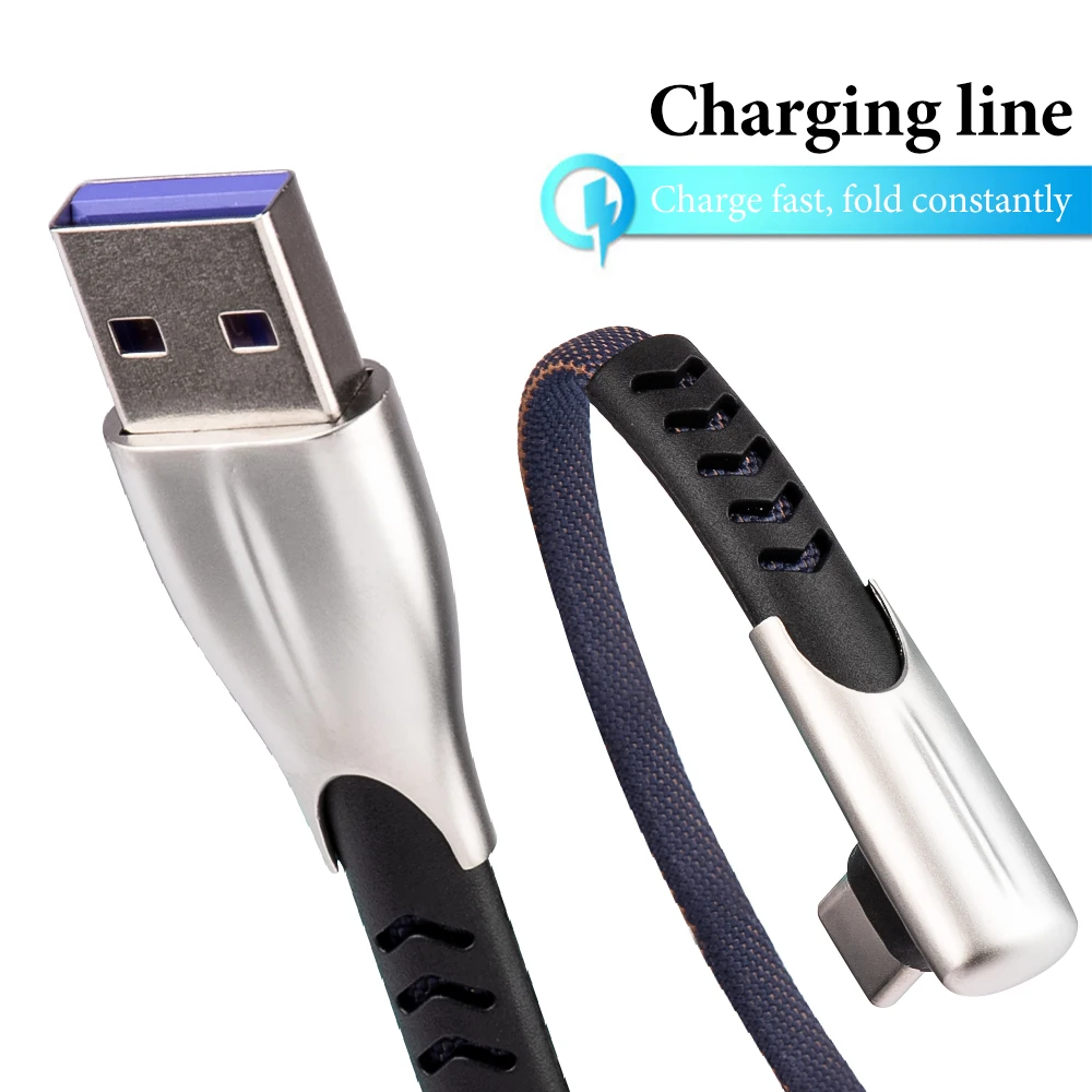 Usb кабель 2 м 90 градусов для Huawei Honor 9X быстрой зарядки Type C Xiaomi Redmi Samsung QC3.0 USB C|Кабели