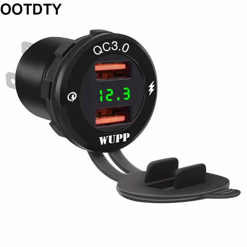 12 В/24 В алюминиевый водонепроницаемый двойной QC3.0 USB быстрое зарядное устройство адаптер питания с светодиодный вольтметр для автомобиля МОРСКОЙ лодочный мотор