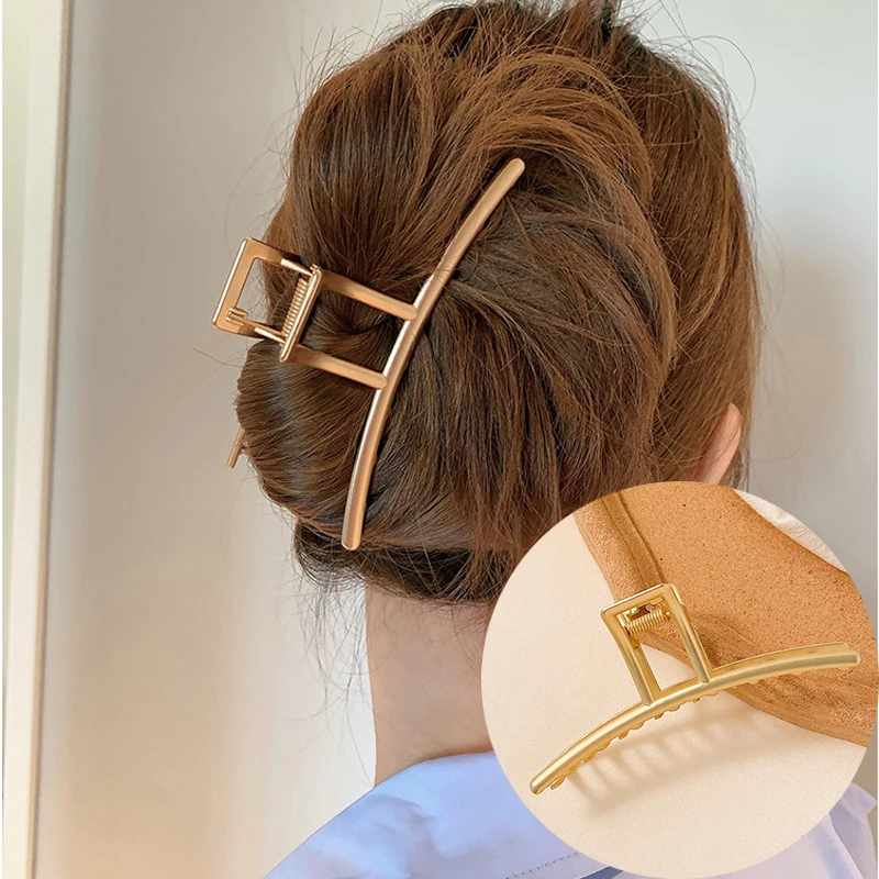 bow hair clip 2021 New Women Gold Metal Hair Claws Vintage Hair Clips Girl Ponytail Fixed Big Hair Bands Fashion Hairpins Hair Accessories designer head scarf