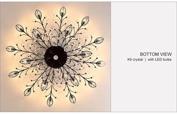 Modern LED Chandelier Fixtures For Living Room Crystal Lampshade Decor Home Lighting Black Gold Bedroom Lustre Ceiling Lamp