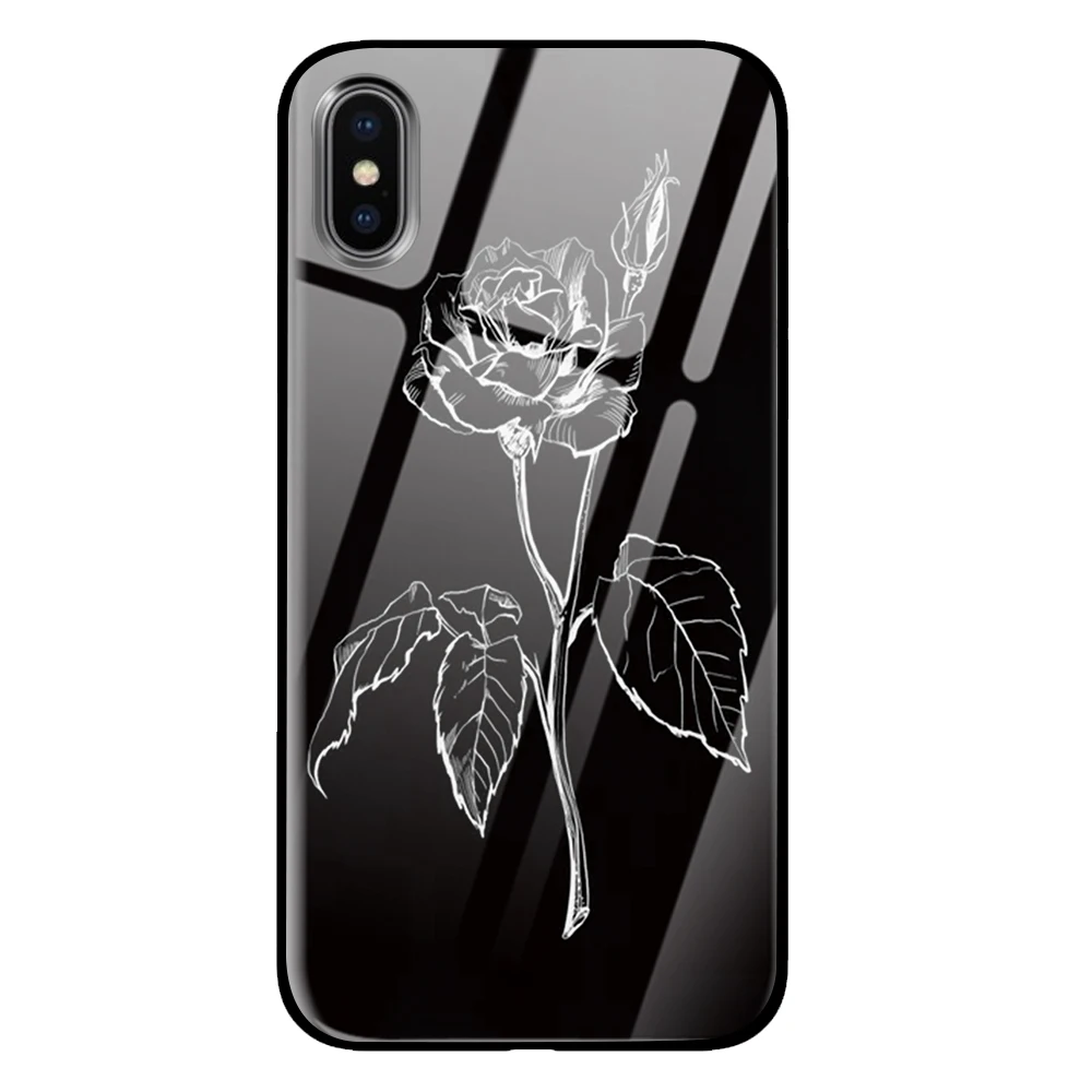 Роскошный чехол из закаленного стекла черного и белого цветов для iPhone 5 5S 6 6s 7 8 Plus X XS XR 11 Pro Max - Цвет: 3