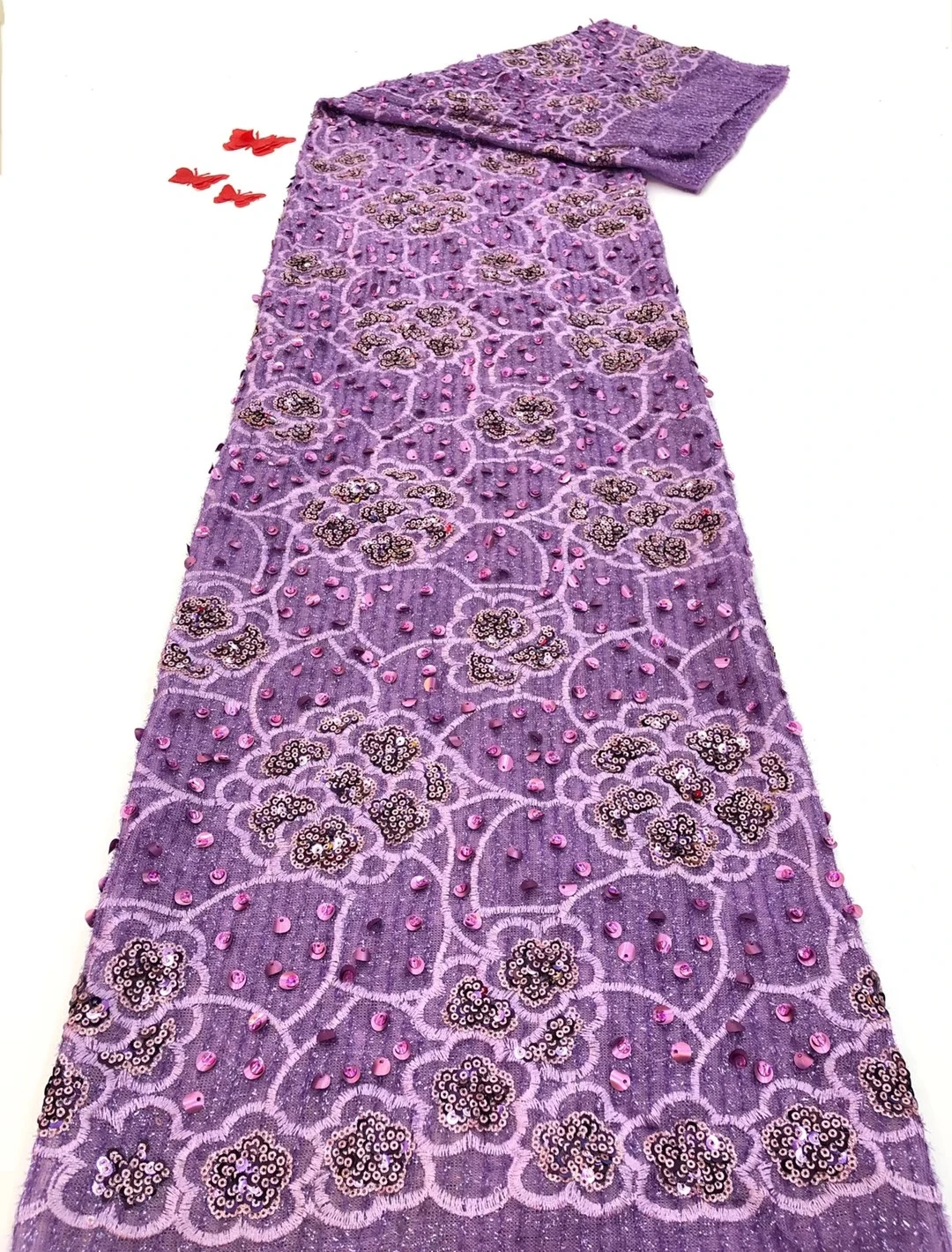 

High Quality African Lace Fabric Mesh 2021 French Lace Fabric Tulle With Sequins Women's Wedding Evening Dress FJ4365