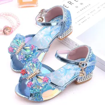 

Fashion Cinderella Crystal Bright Diamond Leather Shoes Girl Princess Single Shoes Girl Performance High Heels Shoes