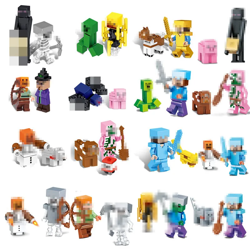 Legoings Mine Steve Alex Zombie Enderman Reuben Skeleton Weapon crafted Action Figures Toys Compatible With LegoINGlys Blocks
