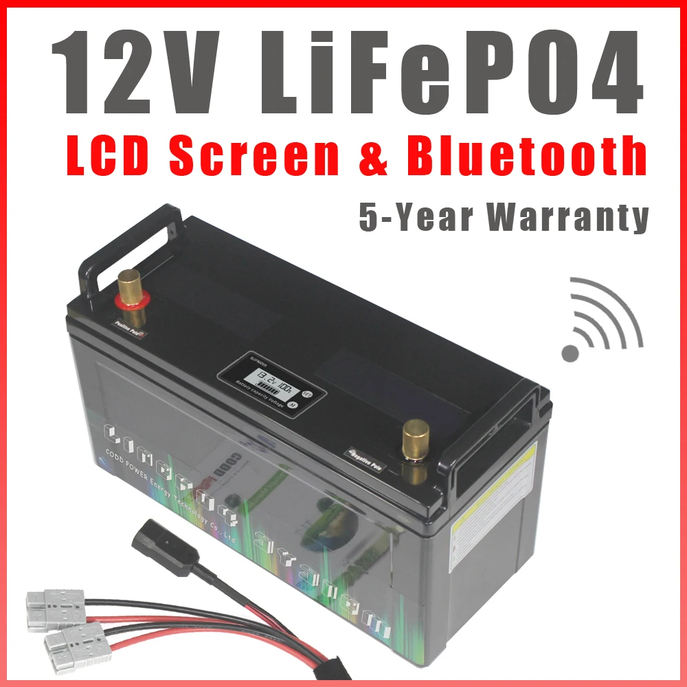 12V 100AH 200AH LiFePO4 Bluetooth Battery for RV Camping Marine Backup power Solar Home Off-Grid System lithium battery pack