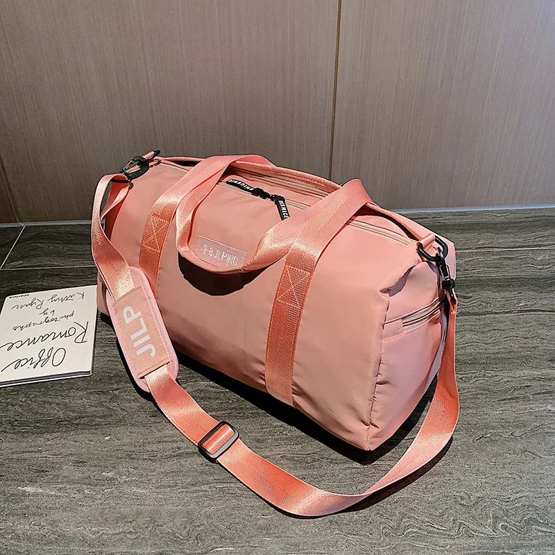 

New men's and women's travel sports can be carried on one shoulder dry wet separation large capacity pink fitness bag yoga bag