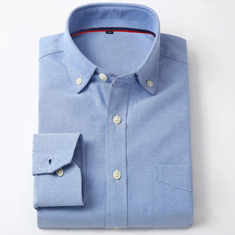 Клетчатая полосатая Мужская рубашка, высокое качество, брендовая модная, деловая, повседневная, с отворотом, на пуговицах, с длинным рукавом, одноцветная, серая, синяя, XL - Цвет: Drak Blue