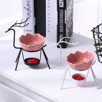 

Stainless Steel Deer Incense Burner Candle Holder Aroma Burner Essential Oil Lamp Living Room Decoration New Year Ornaments