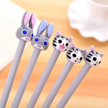 

20 pcs/Pack Gray cat rabbit gel pen 0.5 mm black Signature Pen kawaii Student Writing Tools Office Stationery school supplies