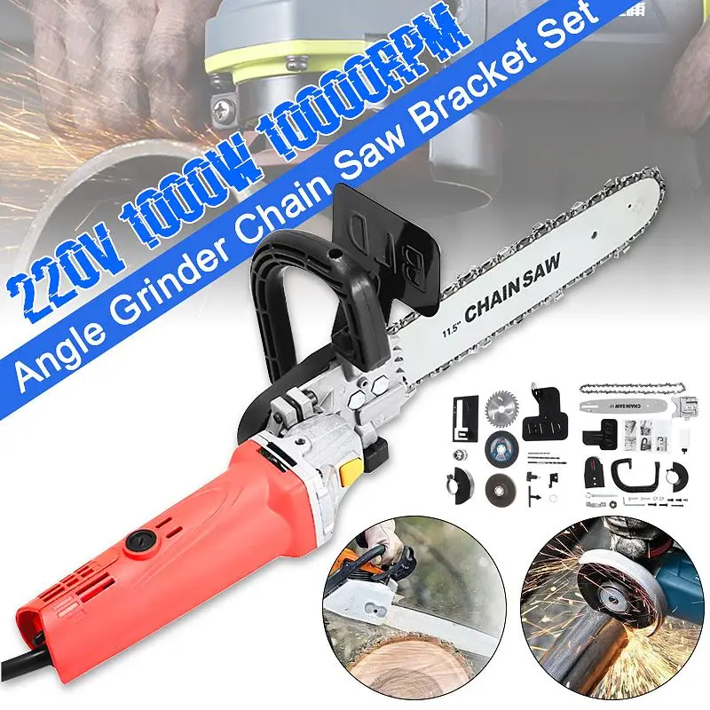 

12 Inch 1000W 10000 RPM Angle Grinder Electric Angle Grinder Chainsaw Switch Angle Grinder with Bracket Chainsaw Guide Plate