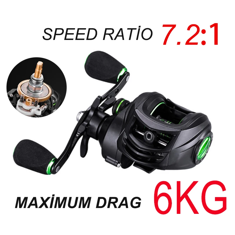 

Q&L 7.2:1 8kg Max drag Carretilha de pesca New low profile reel bait casting Fishing reel baitcasting Fishing reels