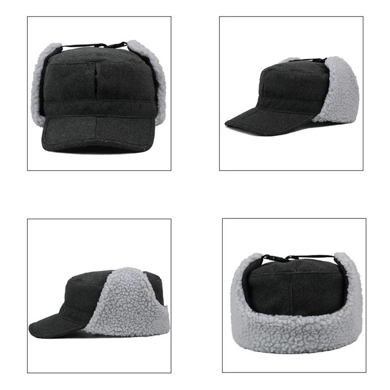 Women Bomber Hat Men Faux Cashmere Hat Russian Ushanka Earflap Caps Winter Ski Hats