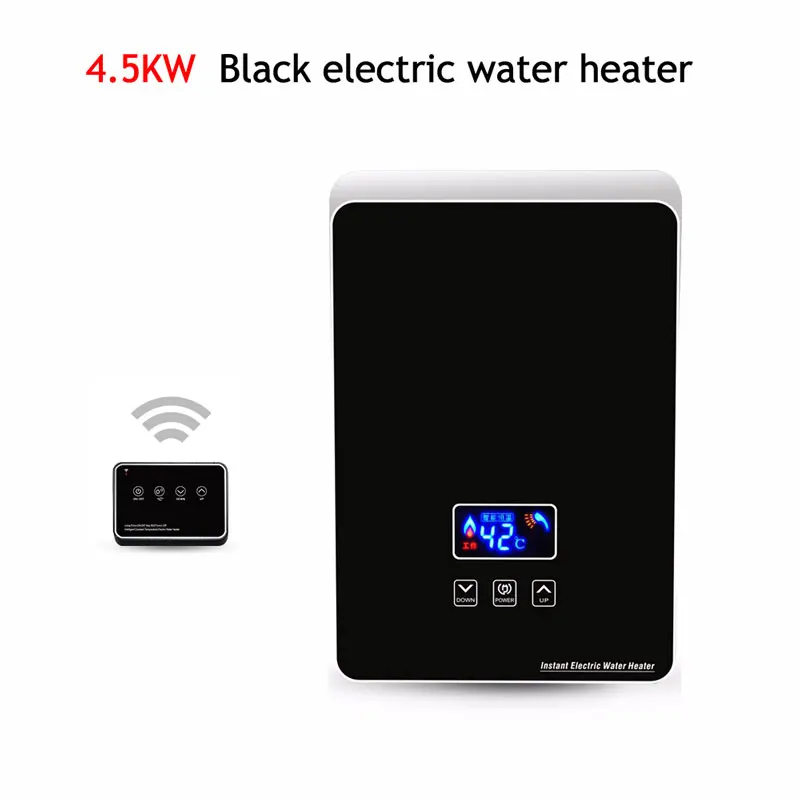 Ecofresh мини кухня использование дистанционного управления мгновенный Электрический проточный горячий водонагреватель для душа для ванной душа - Цвет: 4.5KW Black heater
