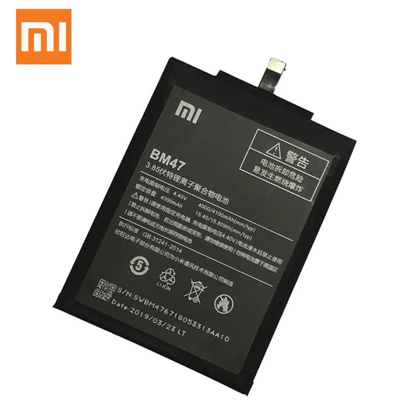 XIAOMI BM47 сменный аккумулятор для Xiaomi Redmi 3 3S 3X 4X Redmi3 Pro Redrice аутентичные аккумуляторы для телефонов 4100 мач