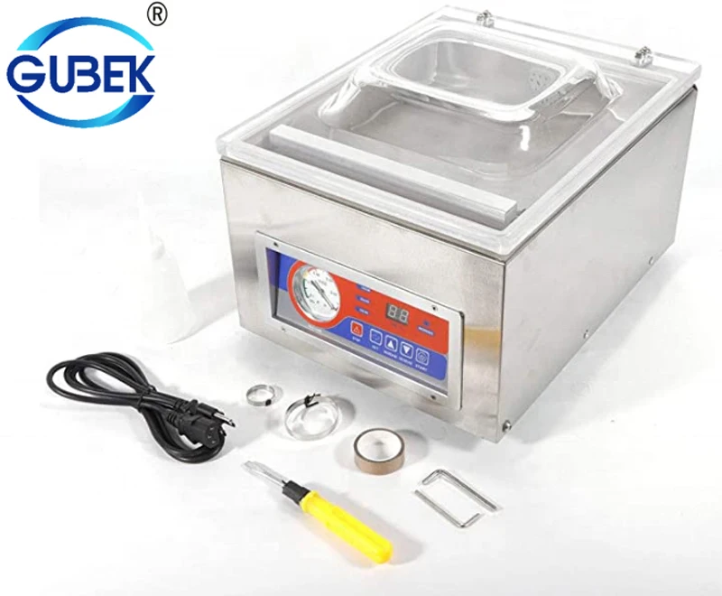 DZ-260C Single Chamber Desk Type Industrial Pump Vacuum Sealers for Dry and Wet Food Steak Commodity Chemical Liquid 6