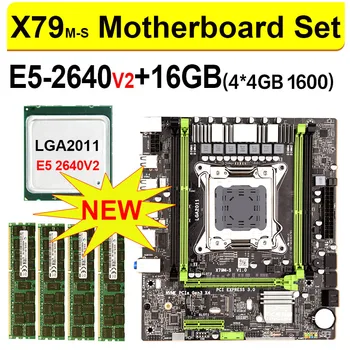 Conjunto de placa base X79 M-S 2,0, CPU Intel Xeon E5 2640 V2, 4x4GB = 16GB, DDR3, 1600MHz, ECC/REG, RAM M.2, SSD, 8 núcleos, 16 hilos