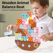 Jeu de blocs de construction en bois pour enfants, 24 pièces, bateau à empiler, jouets Montessori, éducation précoce