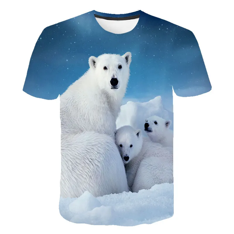 3D Funny Polar bear Graphic t shirts For Men 2021 Summer Fashion