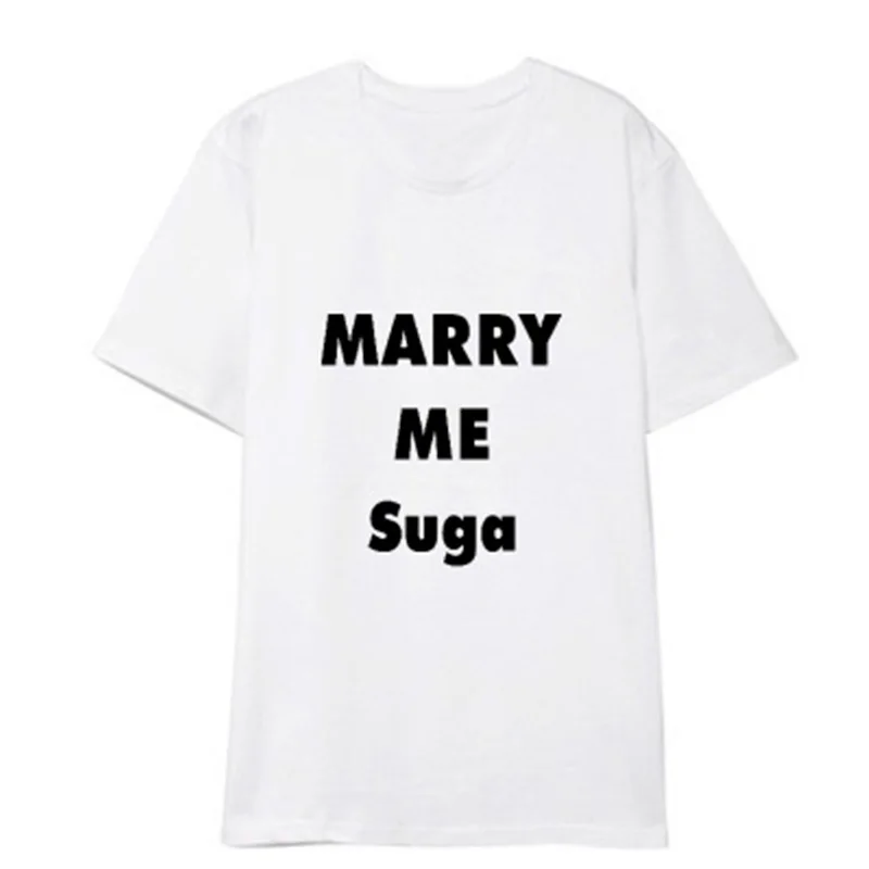 KPOP Bangtan/4 цвета, летняя футболка с короткими рукавами с принтом «MARRY ME JIN SUGA J-HOPE JUNG KOOK Rap Monster», LJJ423 - Цвет: SUGA White