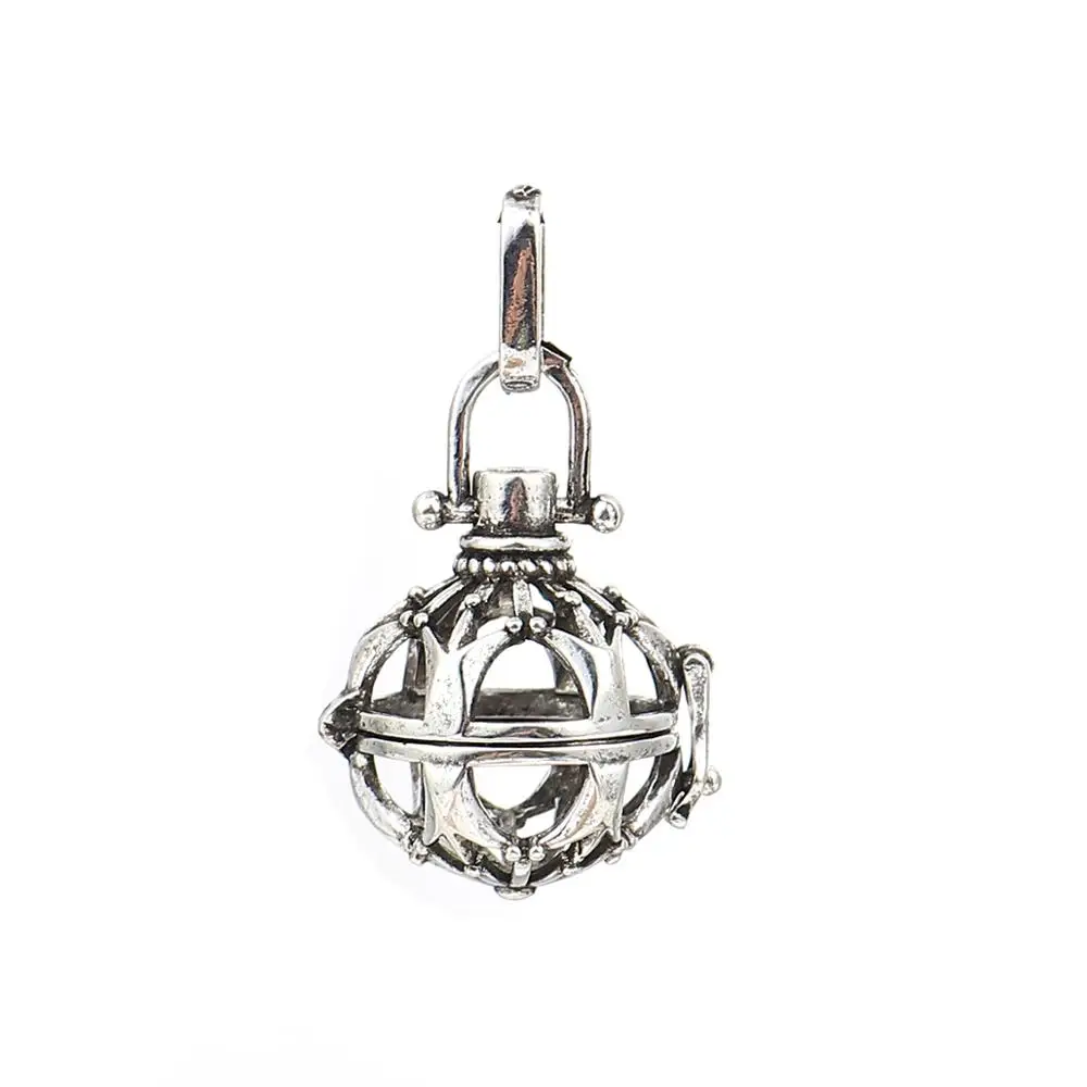 DoreenBeads медные Подвески Мексиканская призывающий ангелов Bola шар гармонии коробочка для пожеланий из медальон круглое серебристое Цвет может открыть выводов, 2 предмета в комплекте