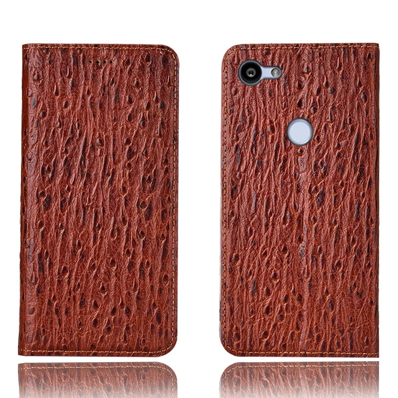 

Ostrich Pattern Genuine Leather Ultra Thin Card Slot Case For Google Pixel 3a XL/Google Pixel 3a Magnetic Case Standing Cover
