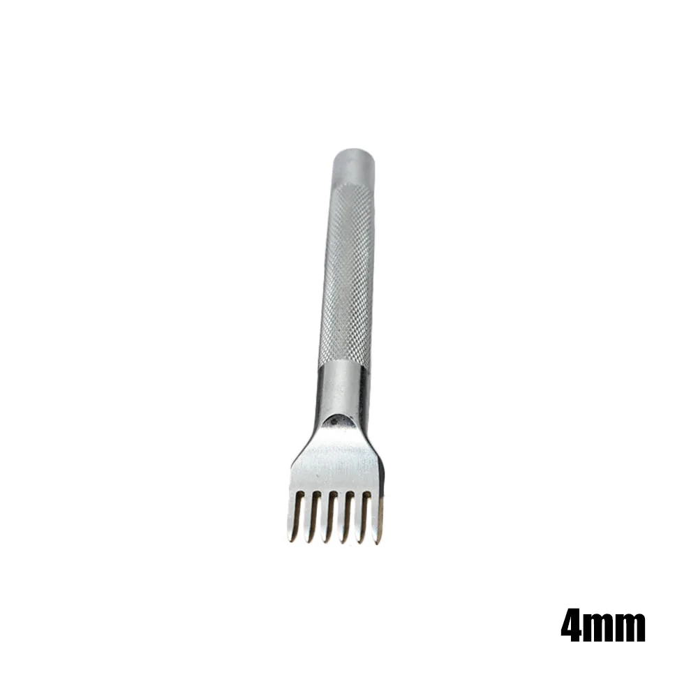 silver 4mm 6 tooth Кожаная фурнитура перфорационный инструмент 1/2/4/6 зубец Hole кроя прошитой расстояние между отверстиями буровая установка DIY кожа ремесленных инструментов - Цвет: silver 4mm 6 tooth