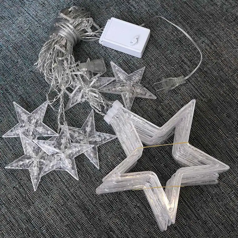 New LED Stars String Lights Rechargeable Battery Home Window Curtain Wedding Festival Decoration Lamp QP2